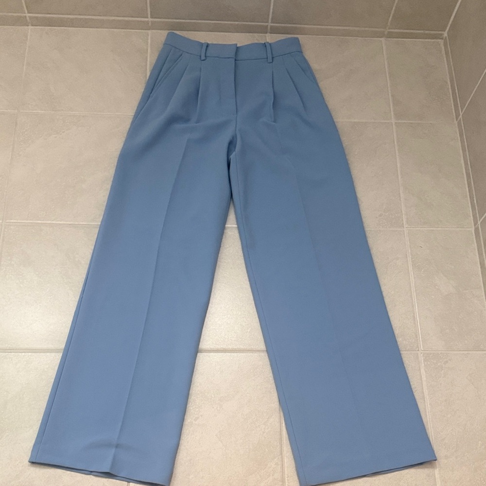 Zara Light Blue Wide Leg Dress Pants